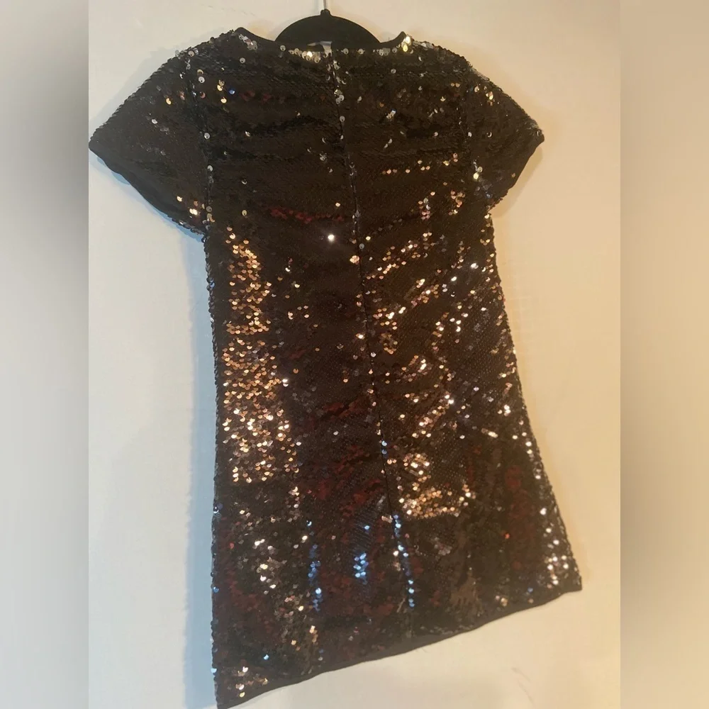 Pink Jewel By Flowers By Zoe~NWT~Girl’s Shiny Black Sequin Mini Dress~Size S & M